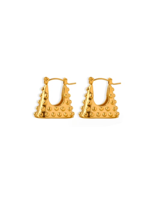 F1252 Gold Earrings Titanium Steel Geometric Hip Hop Huggie Earring