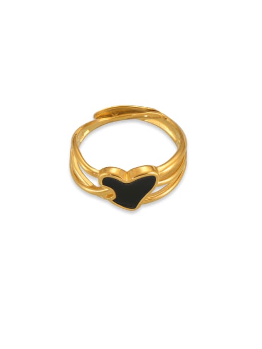 MAKA Titanium Steel Enamel Heart Hip Hop Stackable Ring 0