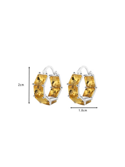 QJM Brass Cubic Zirconia Geometric Hip Hop Huggie Earring 2
