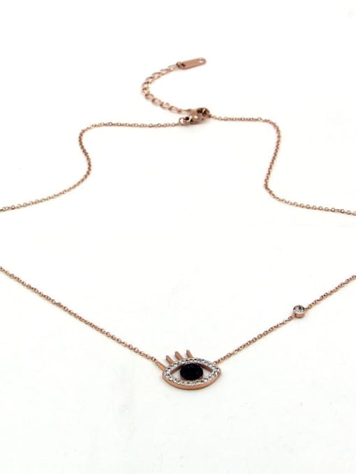 K.Love Titanium Rhinestone Evil Eye Minimalist  pendant Necklace 1