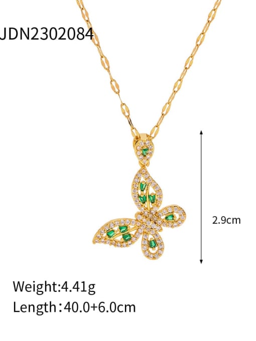 JDN2302084 Stainless steel Cubic Zirconia Butterfly Vintage Necklace