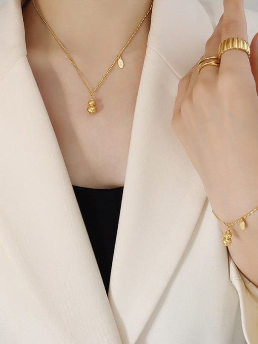 MAKA Trend Titanium Steel fenugreek necklace bracelet anklet jewelry set 1