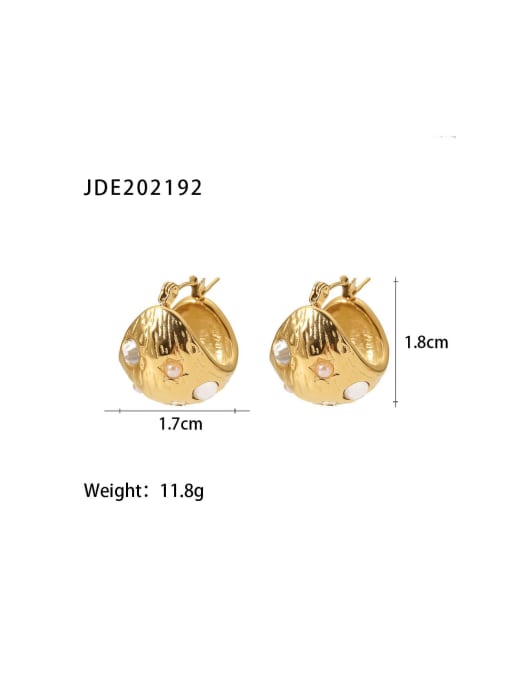 JDE202192 Stainless steel Freshwater Pearl Geometric Trend Huggie Earring