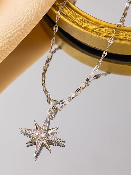 YXL9115 Titanium Steel Cubic Zirconia Star Dainty Necklace