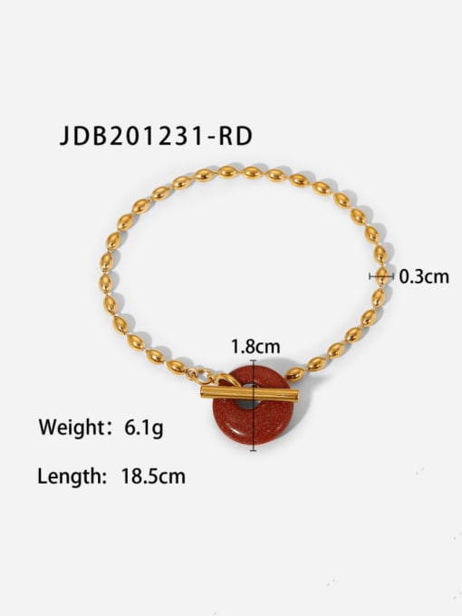 JDB201231 RD Stainless steel Natural Stone Geometric Trend Beaded Bracelet