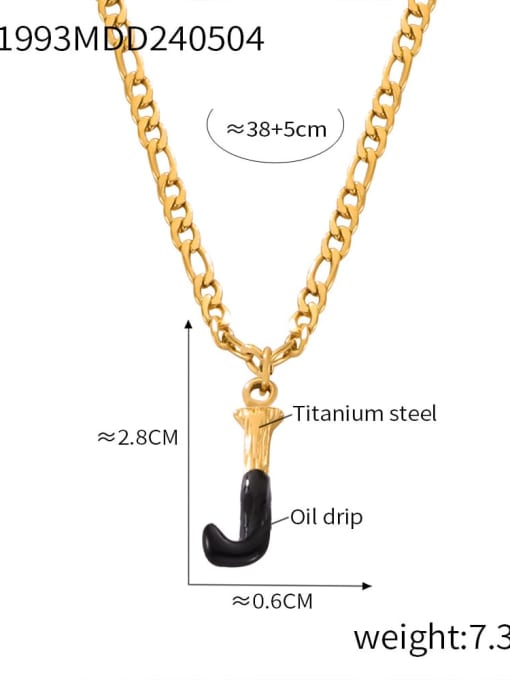 P1993 Gold Black Necklace J Titanium Steel Letter Hip Hop Necklace