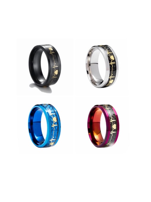 SM-Men's Jewelry Titanium Steel Noctilucent Heart Hip Hop Mens Ring 0