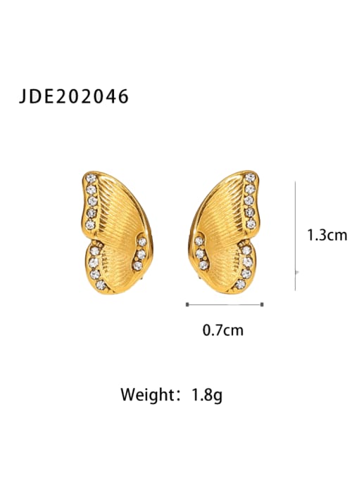 J&D Stainless steel Rhinestone Butterfly Vintage Stud Earring 3