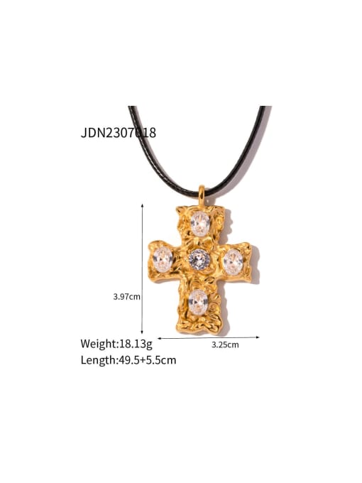 J&D Stainless steel Cubic Zirconia Cross Trend Necklace 2