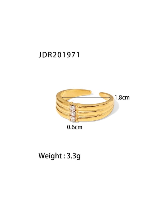 J&D Stainless steel Cubic Zirconia Geometric Trend Band Ring 2