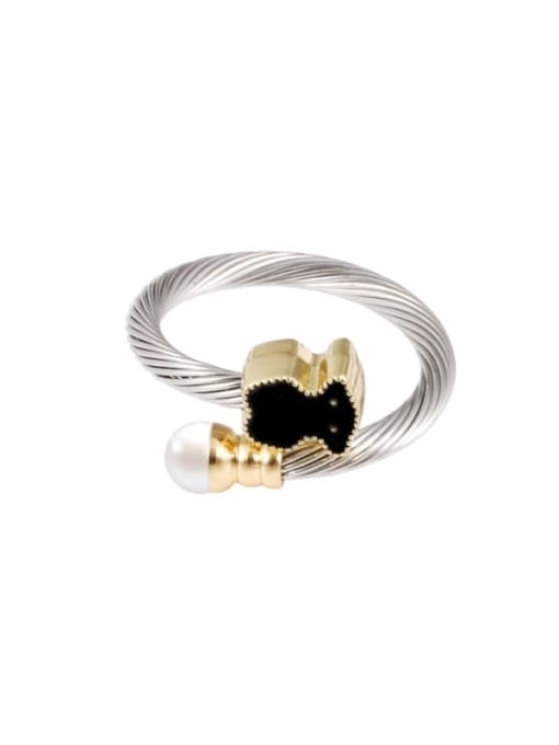 White Gold  Beast Ring Stainless steel Hip Hop Bear Ring Earring And Bracelet Set