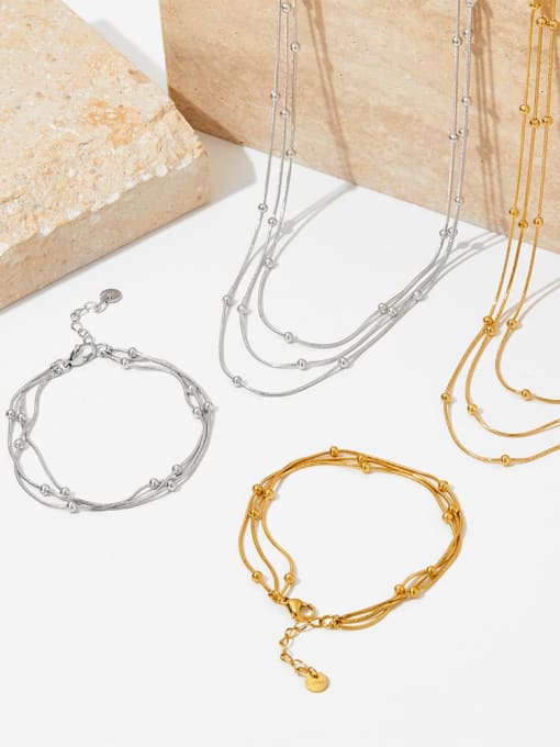 Clioro Stainless steel Minimalist Irregular Bracelet and Necklace Set 2