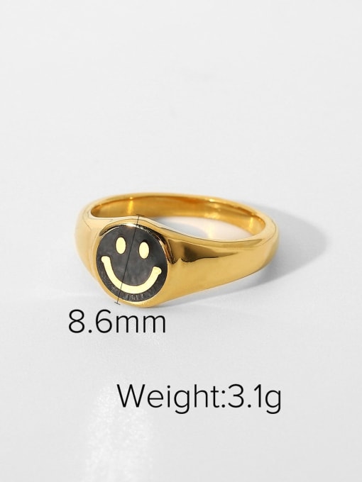 JDR201397 BK Stainless steel Enamel Smiley Trend Band Ring