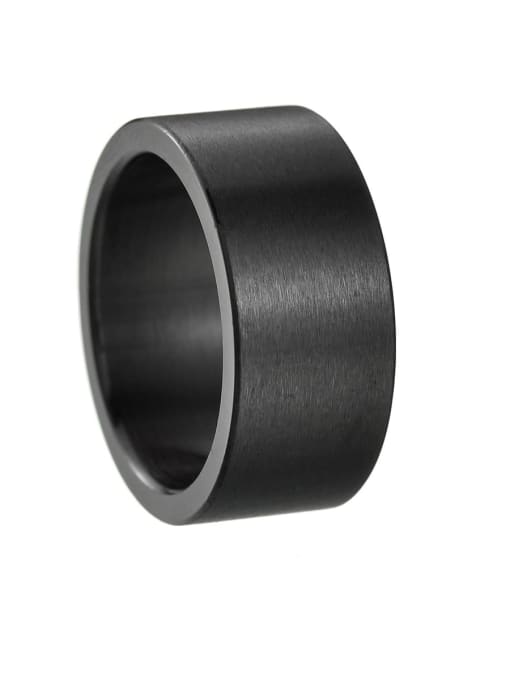 black Titanium Steel Smooth Geometric Hip Hop Band Ring