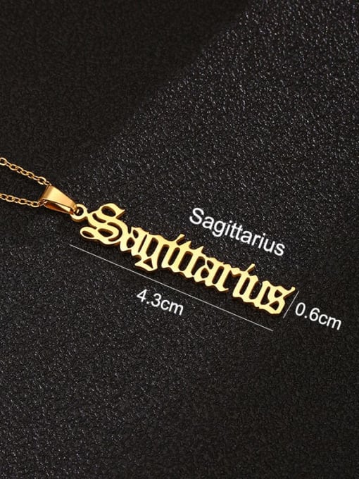 Golden Sagittarius Stainless steel Constellation Hip Hop Necklace