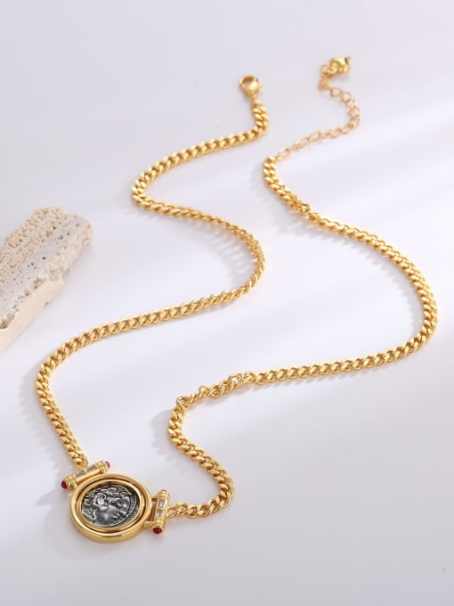 Clioro Brass Round Vintage Necklace 1