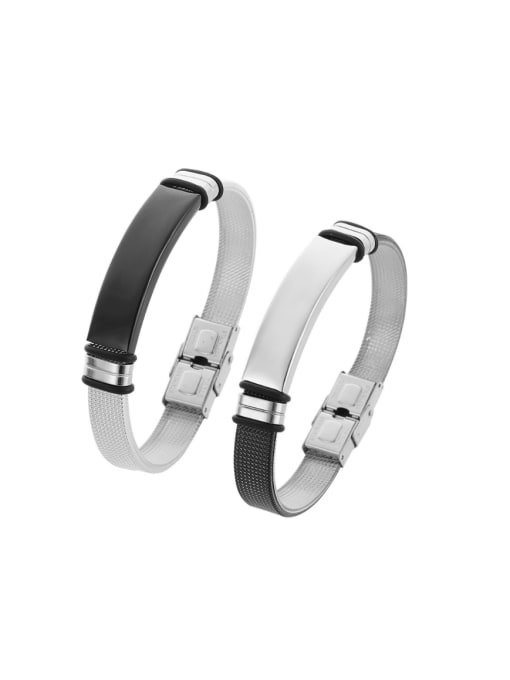 SM-Men's Jewelry Titanium Steel Geometric Hip Hop Wristband Bracelet 0