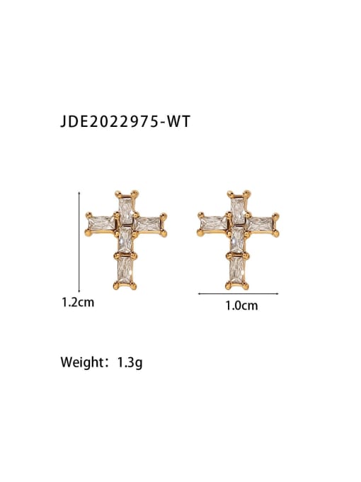 J&D Stainless steel Cubic Zirconia Cross Dainty Stud Earring 1