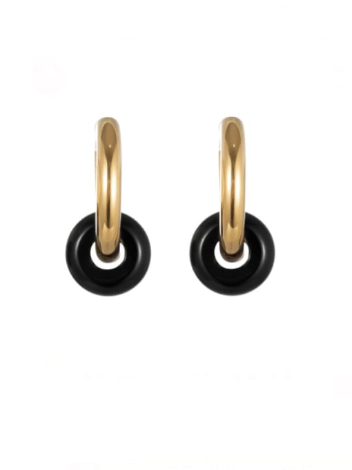 SE22040901B Stainless steel Turquoise Round Minimalist Huggie Earring