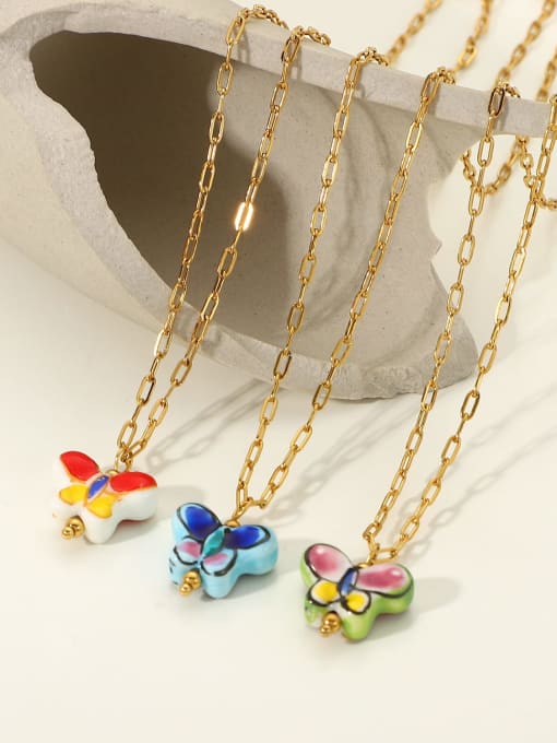 J&D Stainless steel Ceramic Butterfly Bohemia Necklace 2