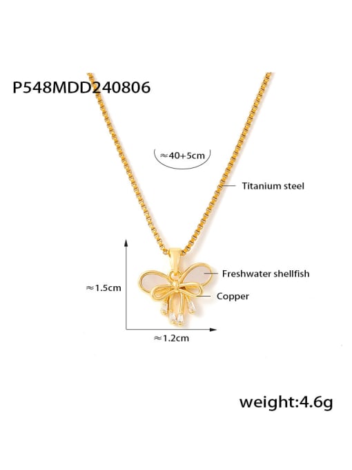 P548 Box Chain Stainless steel Cubic Zirconia Butterfly Dainty Necklace