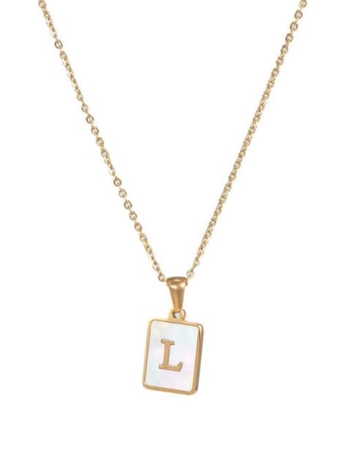 JDN201003 L Stainless steel Shell Message Trend Initials Necklace