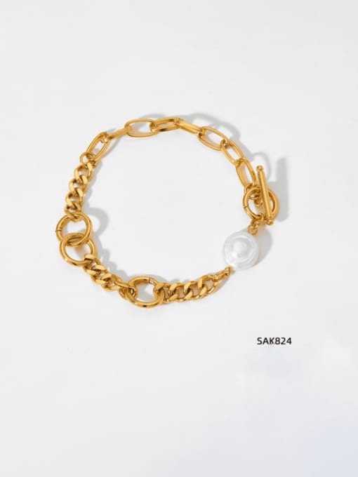 SAK824 Stainless steel Cubic Zirconia Hip Hop Snake  bone chain Bracelet and Necklace Set