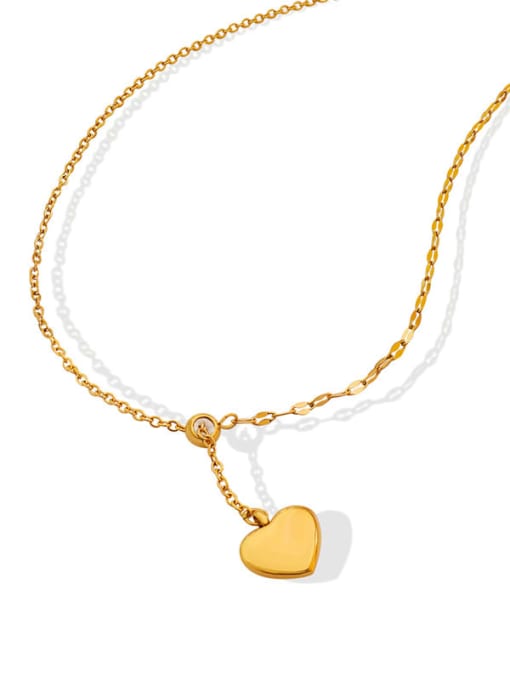 MAKA Titanium Steel Heart Minimalist Lariat Necklace