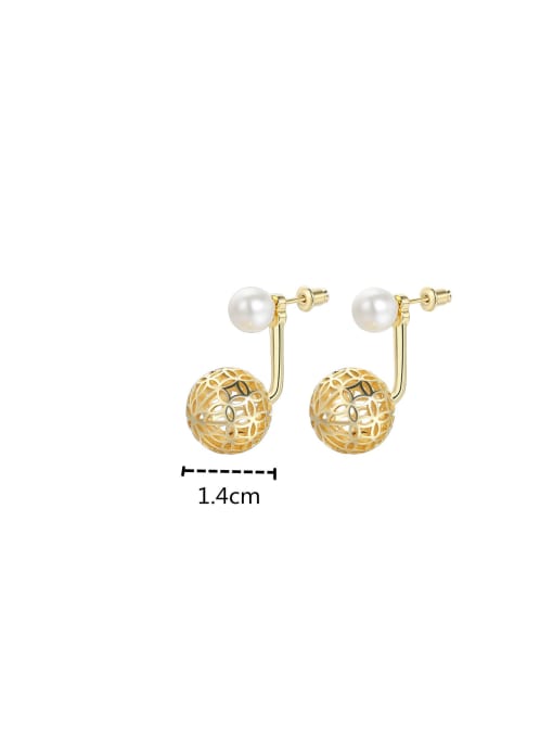 QJM Brass Imitation Pearl Geometric Trend Stud Earring 3