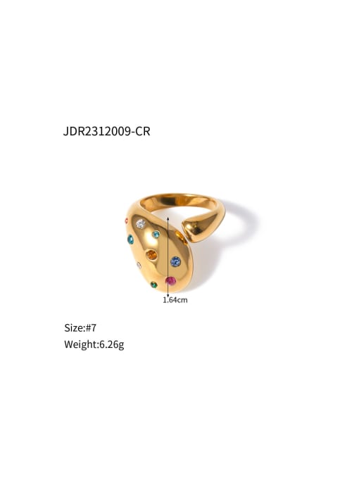 J&D Stainless steel Cubic Zirconia Geometric Trend Band Ring 3