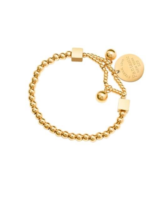 Gold Elastic Bracelet Titanium 316L Stainless Steel Geometric Vintage Beaded Bracelet with e-coated waterproof