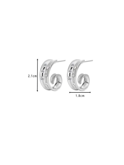 Clioro Brass Cubic Zirconia Geometric Trend Stud Earring 2