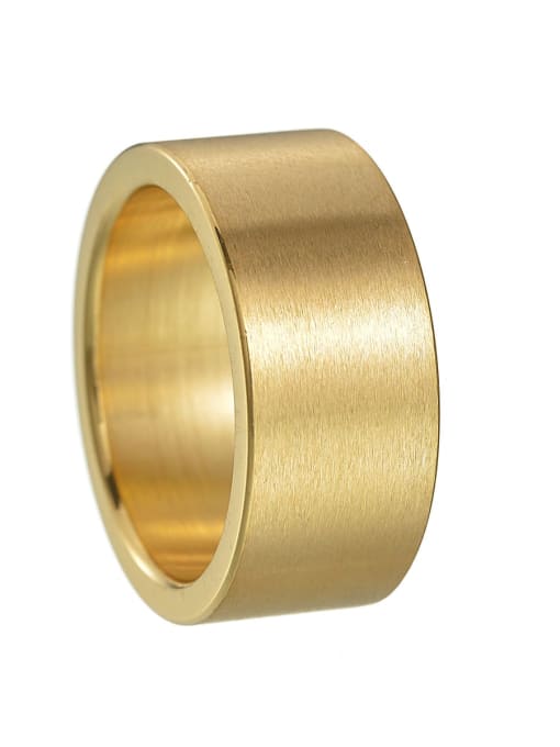 golden Titanium Steel Smooth Geometric Hip Hop Band Ring