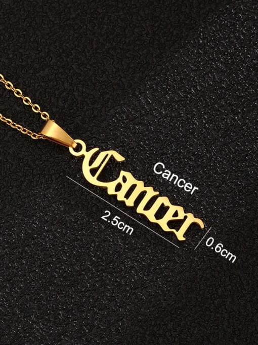 Golden Cancer Stainless steel Constellation Hip Hop Necklace