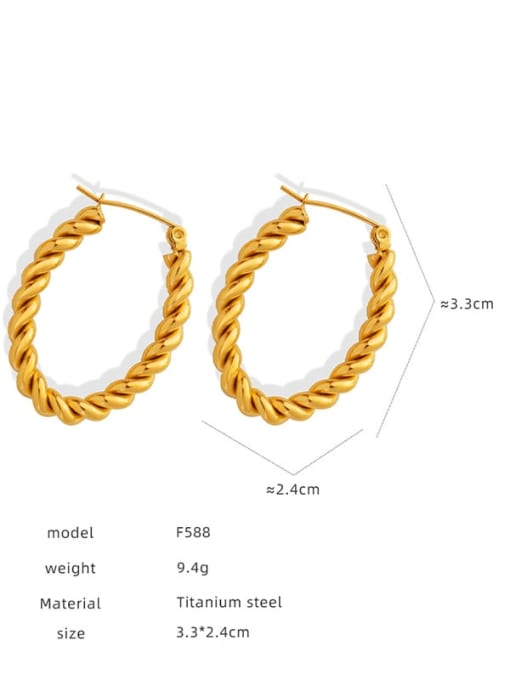 F588 Gold Earrings Titanium Steel Hollow Geometric Hip Hop Huggie Earring