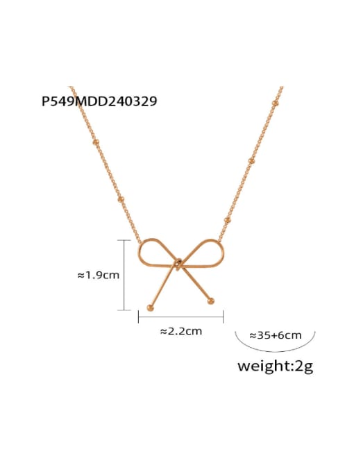 P549 Rose Necklace Titanium Steel Minimalist Bowknot  Bracelet and Necklace Set
