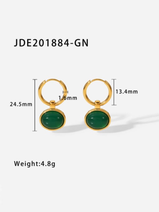 JDE201884 GN Stainless steel Tiger Eye Round Vintage Huggie Earring