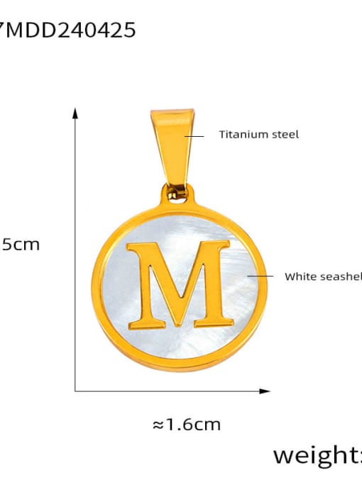 D77 Golden Letter M Pendant Titanium Steel Shell Minimalist Letter  Pendant