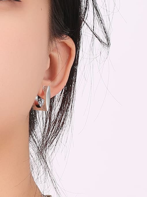 Clioro Brass Cubic Zirconia Geometric Dainty Stud Earring 1
