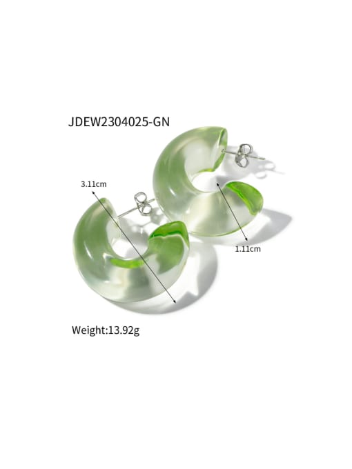 JDEW2304025 GN Stainless steel Resin Multi Color Geometric Minimalist Stud Earring