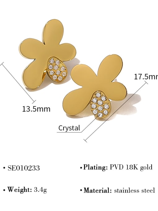 SE010233 Titanium Steel Cubic Zirconia Butterfly Trend Stud Earring