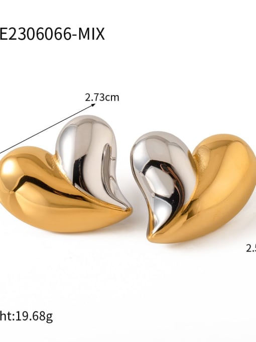 JDE2306066 MIX Stainless steel Heart Trend Stud Earring