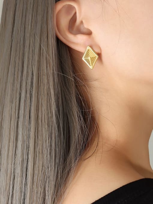 golden Titanium Steel Geometric Trend Stud Earring