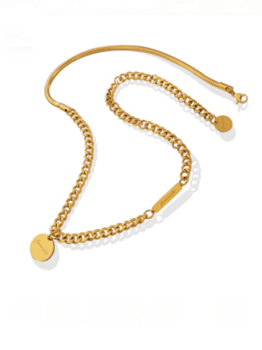 P904 gold necklace 35+ 17cm Titanium Steel Geometric Hip Hop Necklace