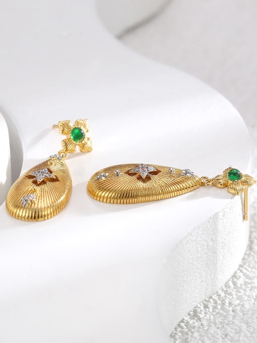 H01605 Gold Brass Cubic Zirconia Water Drop Vintage Drop Earring