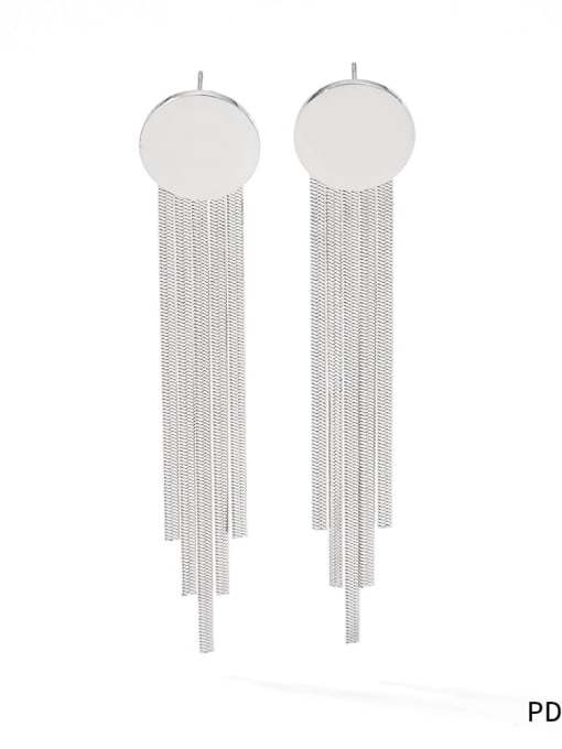 PDE1015 Platinum Stainless steel Tassel Trend Threader Earring