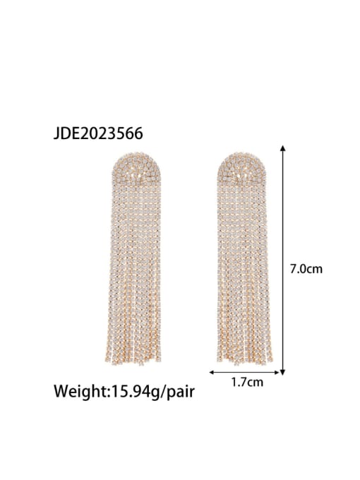 JDE2023566 Stainless steel Cubic Zirconia Tassel Minimalist Threader Earring