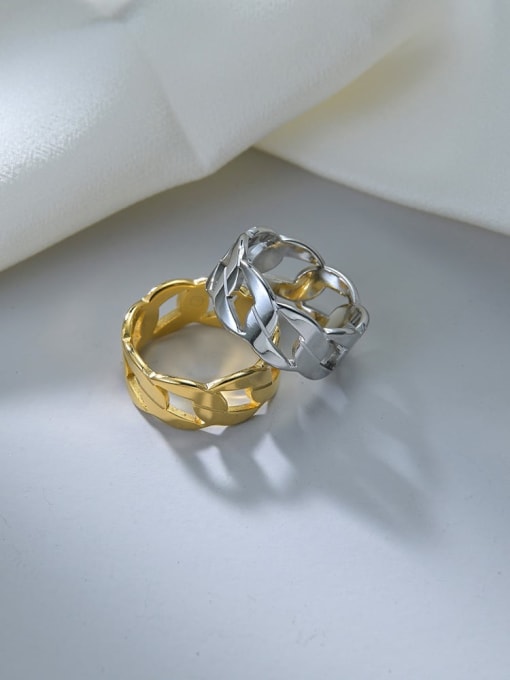 SM-Men's Jewelry Stainless steel Hollow Geometric Minimalist  Chain Men's Ring 2