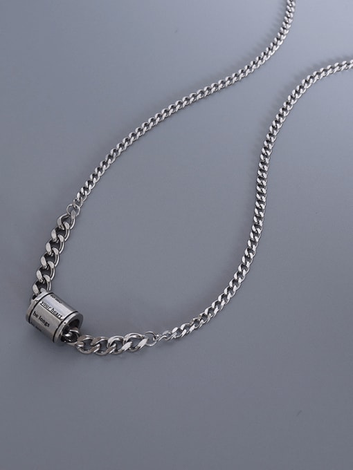 MAKA Titanium 316L Stainless Steel Geometric  Letter Vintage Necklace with e-coated waterproof 3