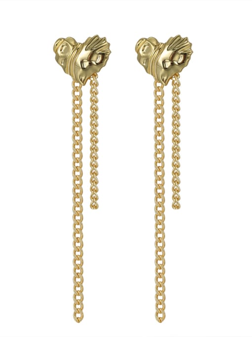 Clioro Brass Heart Tassel Vintage Threader Earring 0